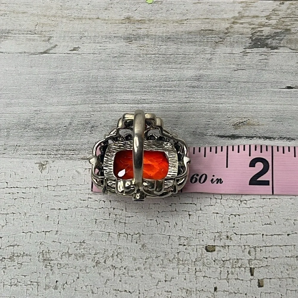 Nicky Butler Sterling Silver Orange Quartz Statement Ring Bali Style